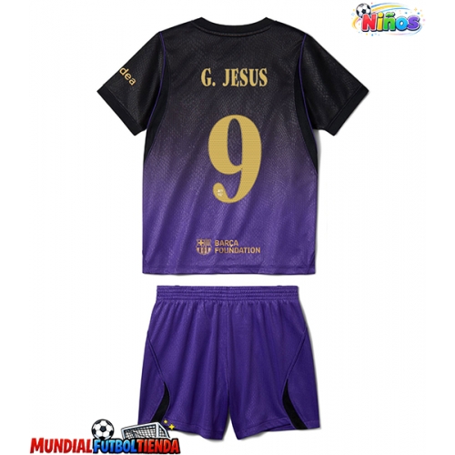 Camiseta Barcelona Gabriel Jesus #9 Segunda Equipación Replica 2026-27 para niños mangas cortas (+ Pantalones cortos)